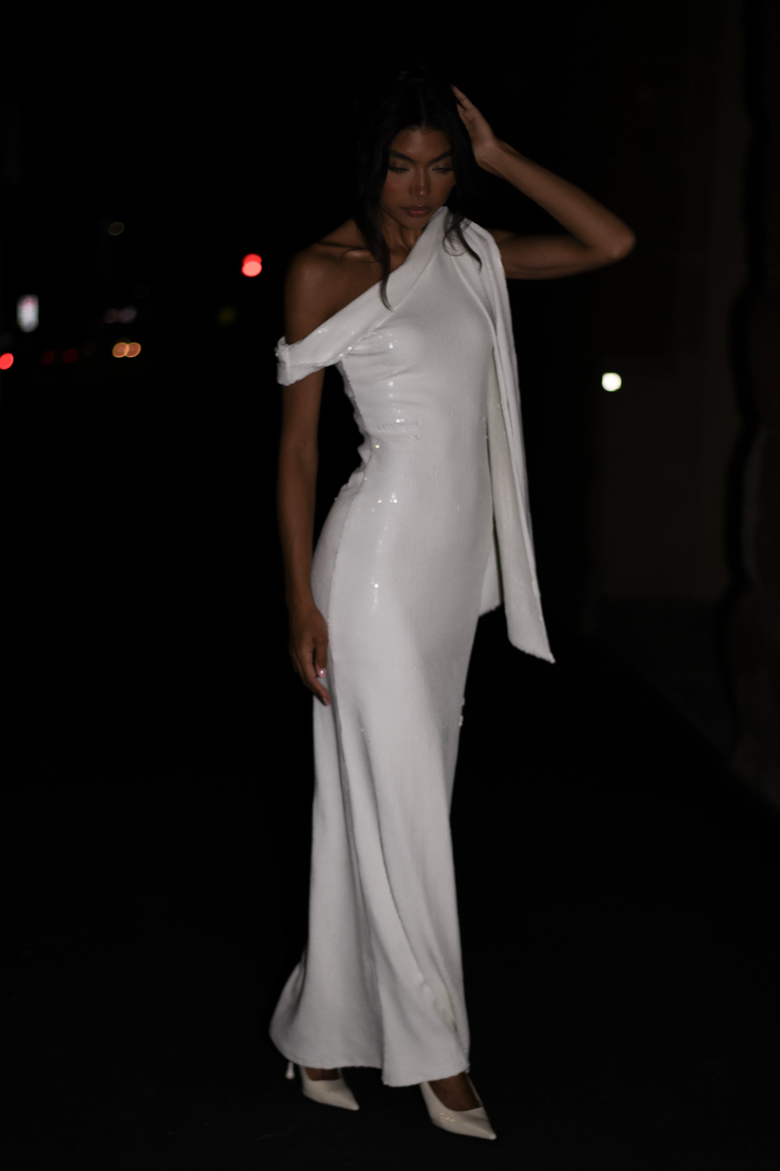 Catarina Sequin Maxi Dress - White、mySite、solidvoid