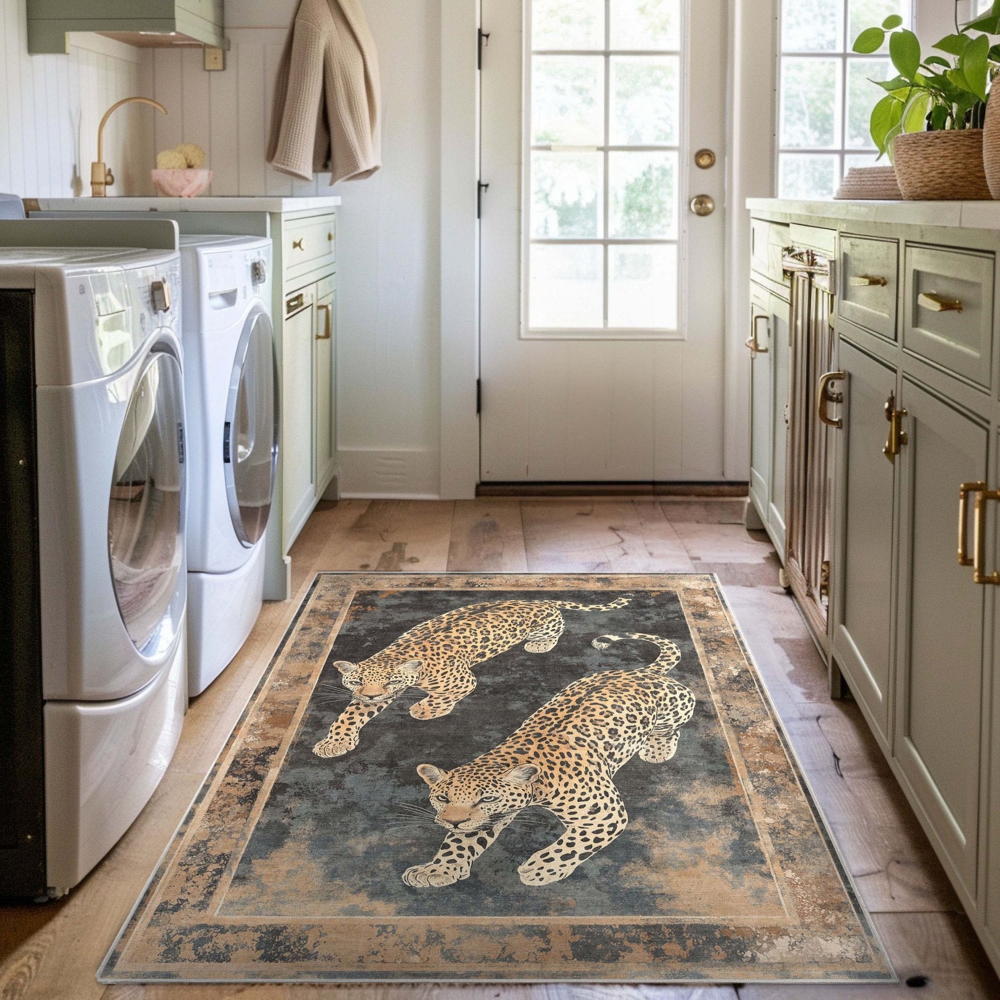 Leopard’s Reverie Charcoal & Natural Rug Perfect for Living Room, Dining Room, Bedroom and Kitchen、mySite、gigharbornorthrealestate