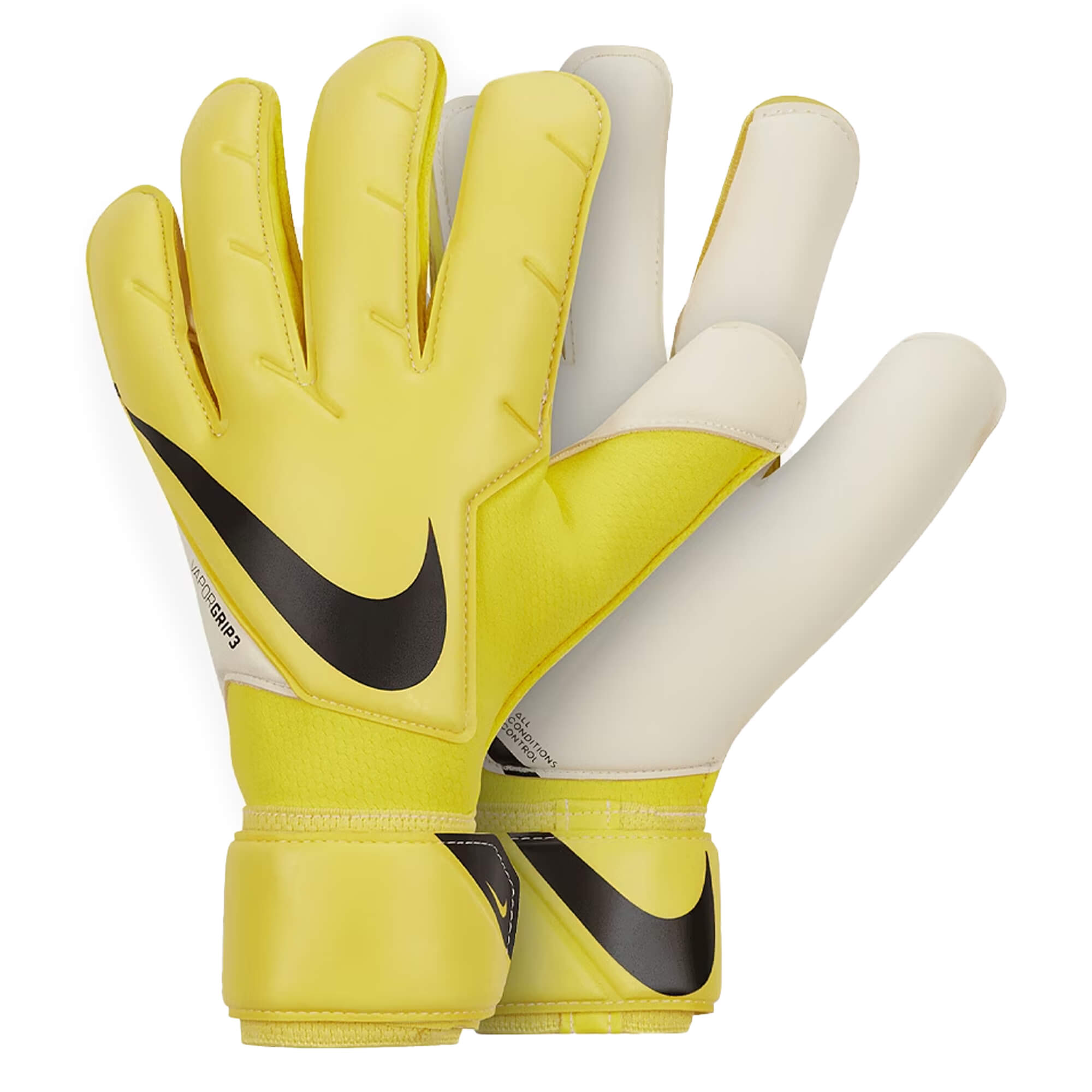 Nike Men's Vapor Grip 3 Goalkeeper Gloves Yellow Strike/Black、mySite、noshort