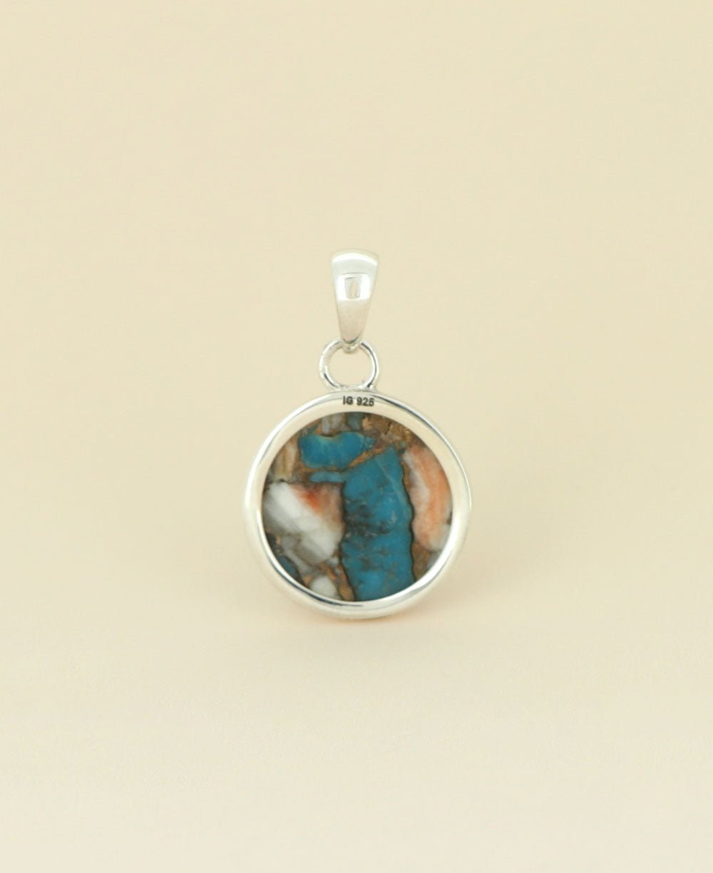 Turquoise Spiny Oyster Sterling Silver Round Pendant、mySite、topwebapps