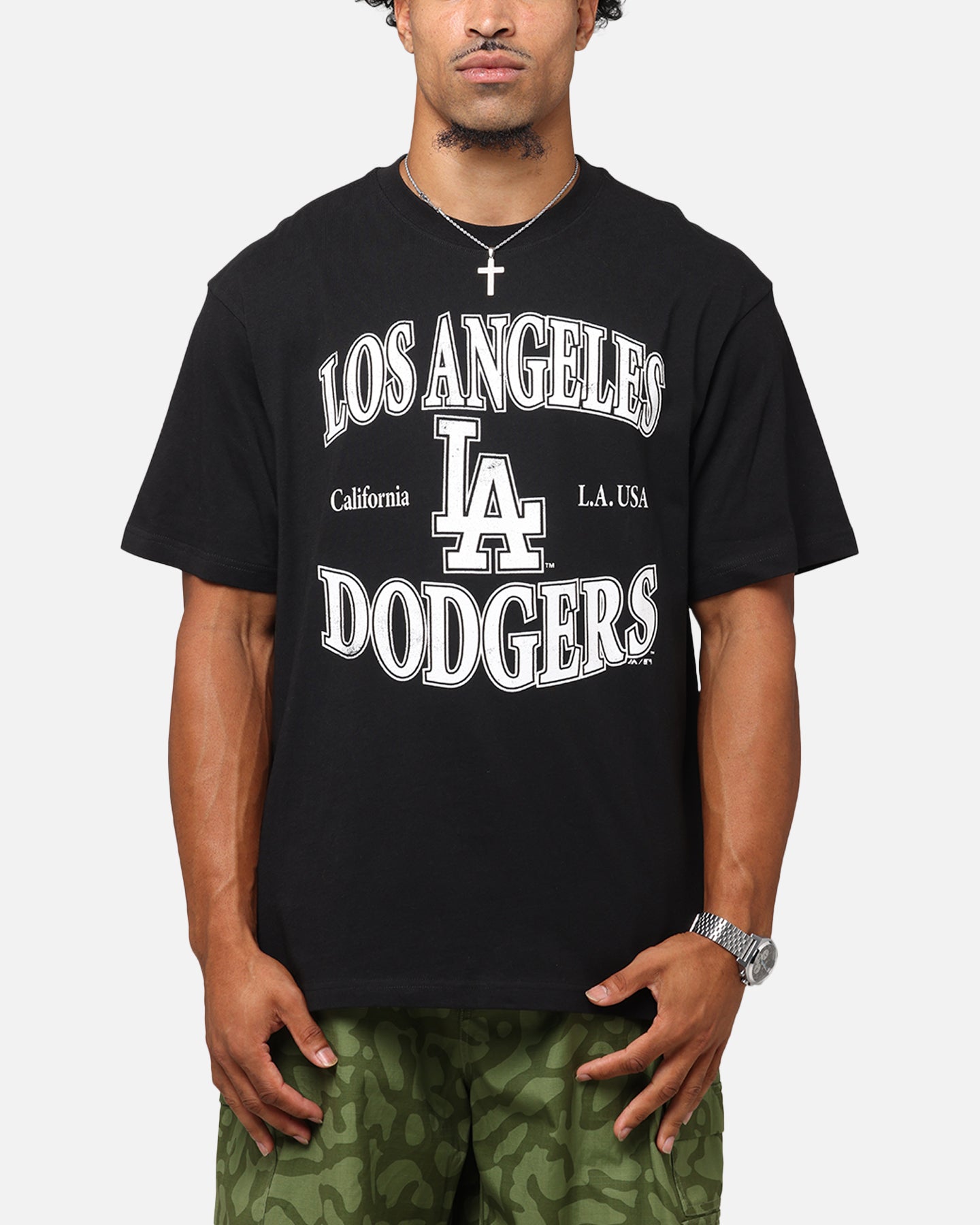 Majestic Athletic Los Angeles Dodgers Marne Arch T-Shirt Black、mySite、zt4zffjzw