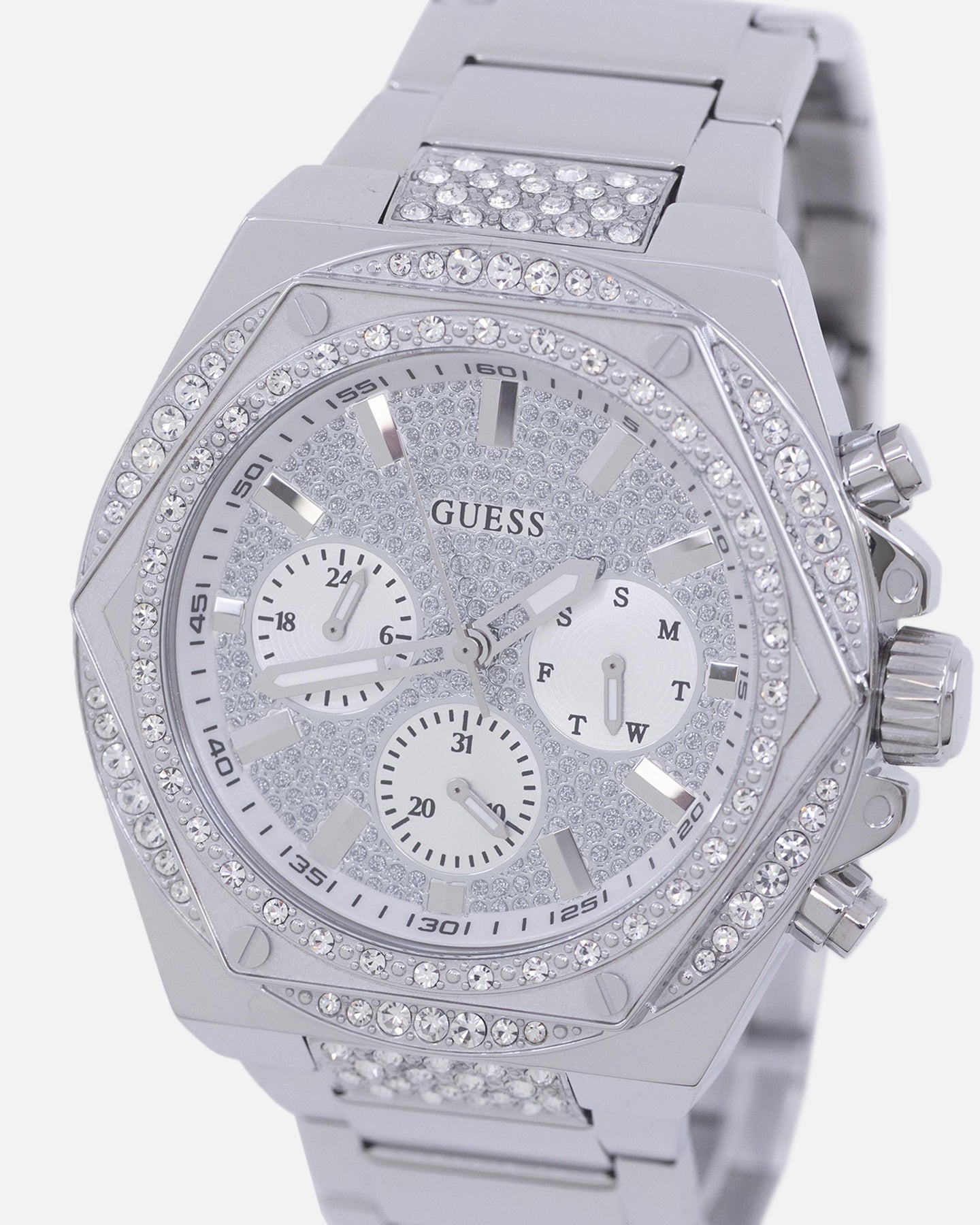 Guess Mainline Fury Glitz Bracelet Watch Silver、mySite、zt4zffjzw