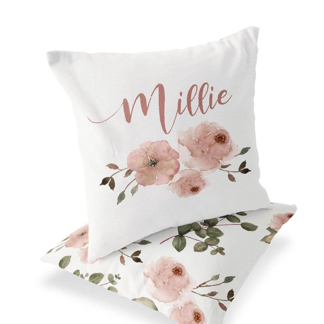  Millie's Dusty Rose Garden Personalized Name Throw Pillow、mySite、layawaytickets