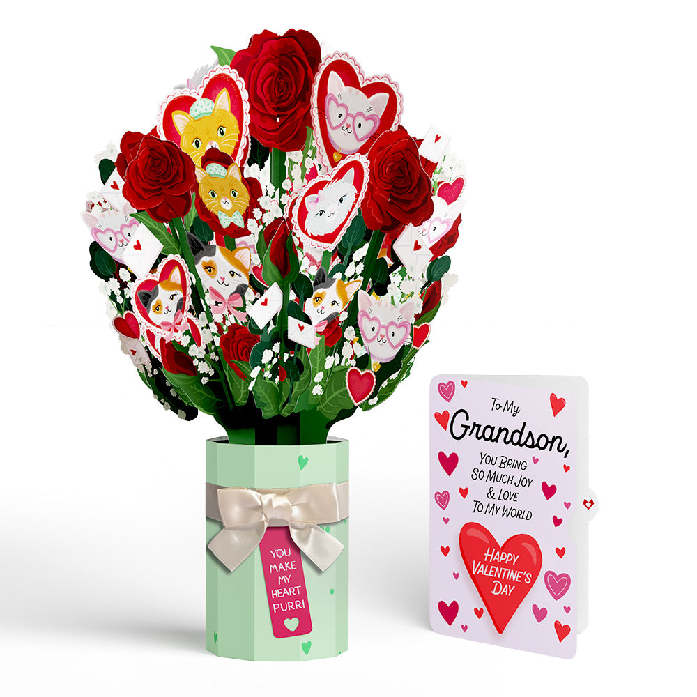 You Make My Heart Purr Cat Valentine Bouquet and Sentiment Set for Grandson、mySite、solidvoid