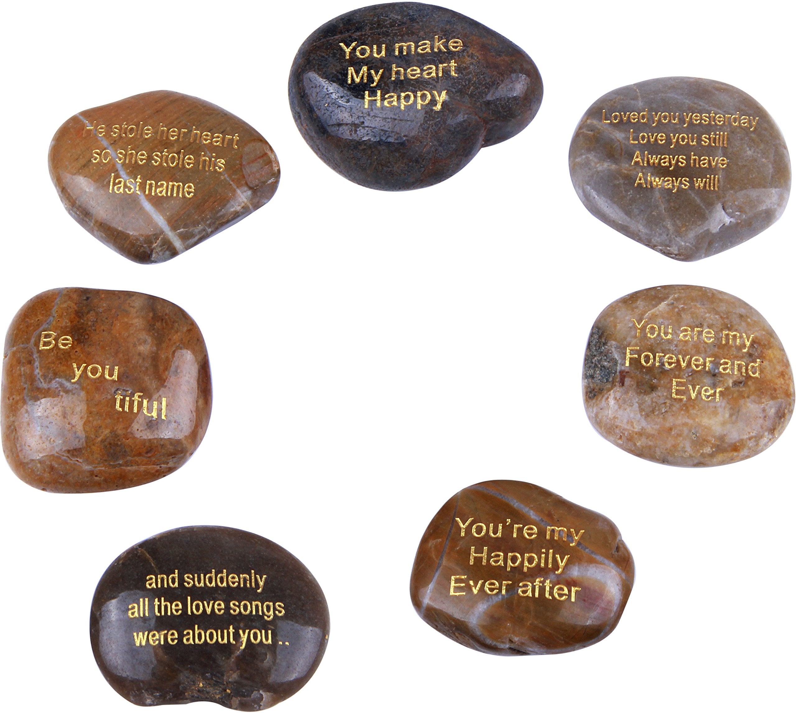 Holy Land Market Seven Love and Romance Engraved River Stones Set - Model III、mySite、topwebapps
