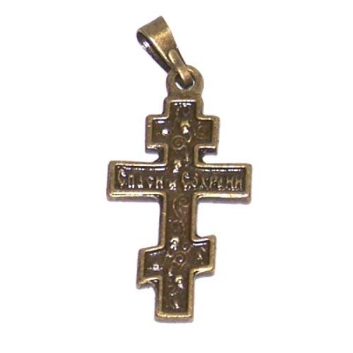  Russian 3-bar Crucifix bronze tone necklace - design based on Fedorov designer - 60cm strap with clasp、mySite、elrpsem3k