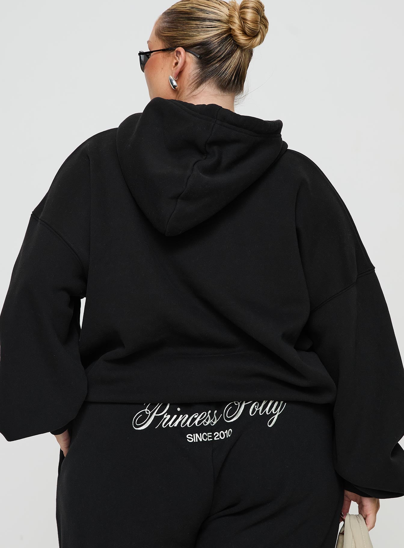 Princess Polly Hooded Sweatshirt Script Black / Ivory Curve、mySite、solidvoid