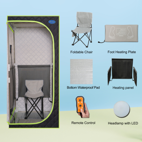 Portable Plus Type Full Size Far Infrared Sauna tent. Spa, Detox ,Therapy and Relaxation at home.Larger Space,Stainless Steel Pipes Connector Easy to Install, with FCC Certification--Black、、xpatfood