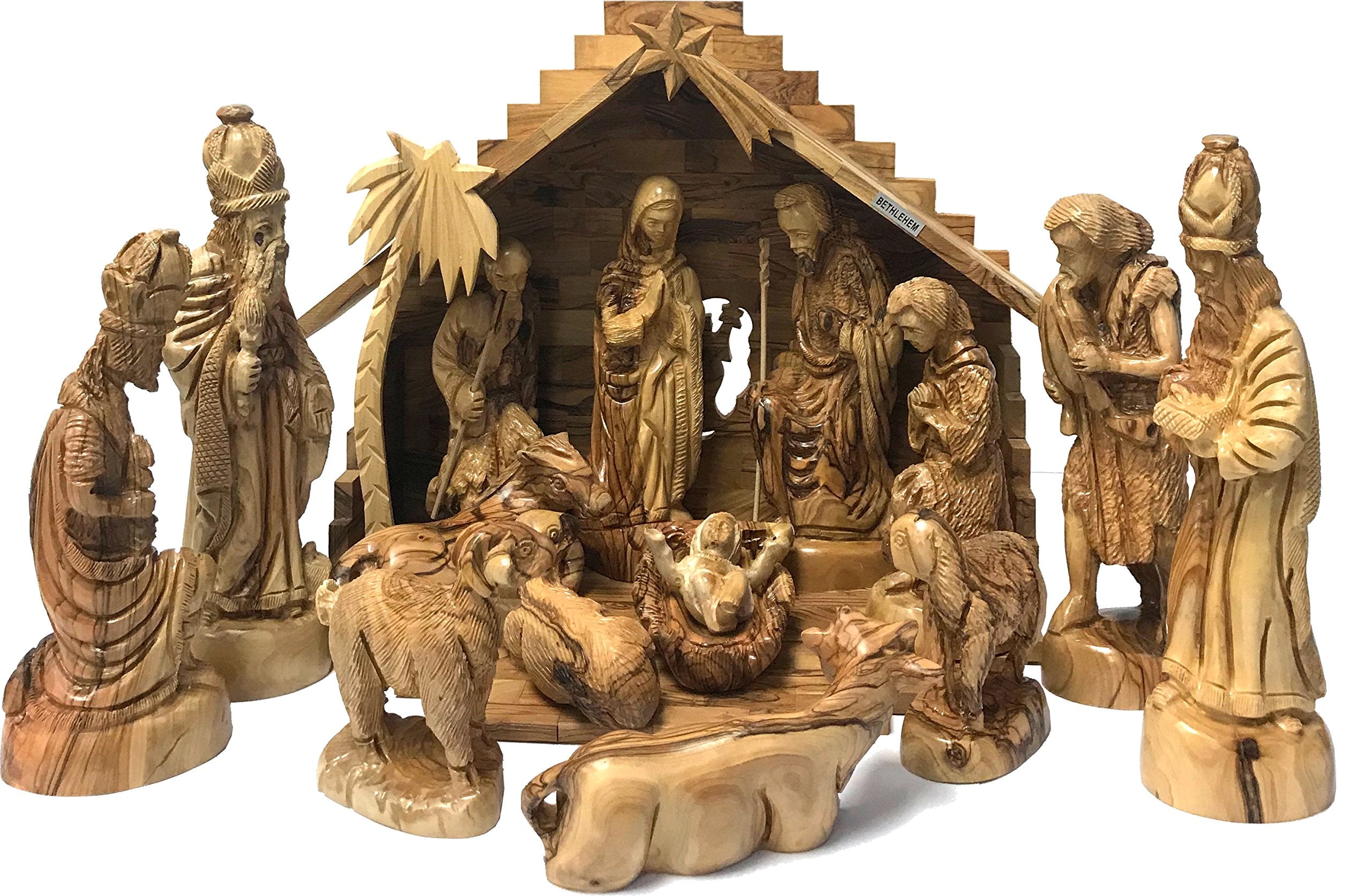 Holy Land Market Extra Large Olive Wood Nativity Set - Hand-Carved (15 Inches Wide)、mySite、topwebapps