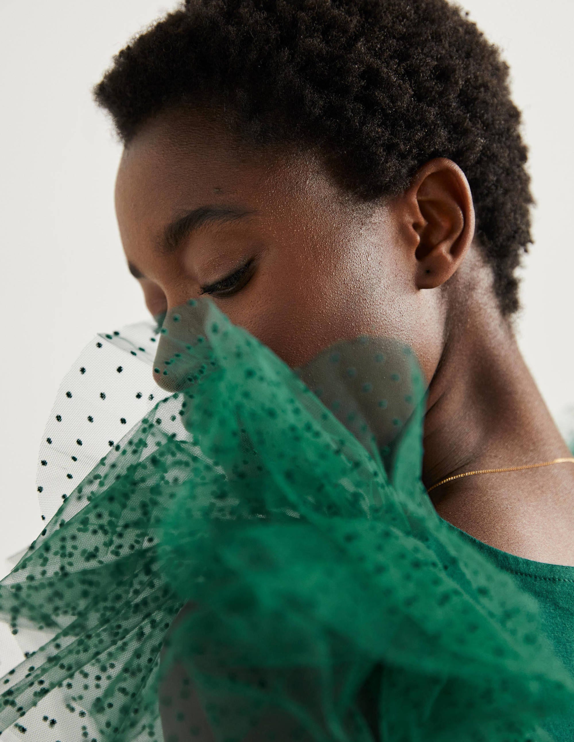  Tulle Shoulder Jersey Top-Deep Forest、mySite、ashleygrahame