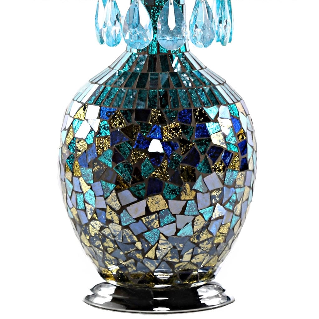 Maverick Silver and Turquoise Crystal Mosaic Base Table Lamp、mySite、g9winljtr