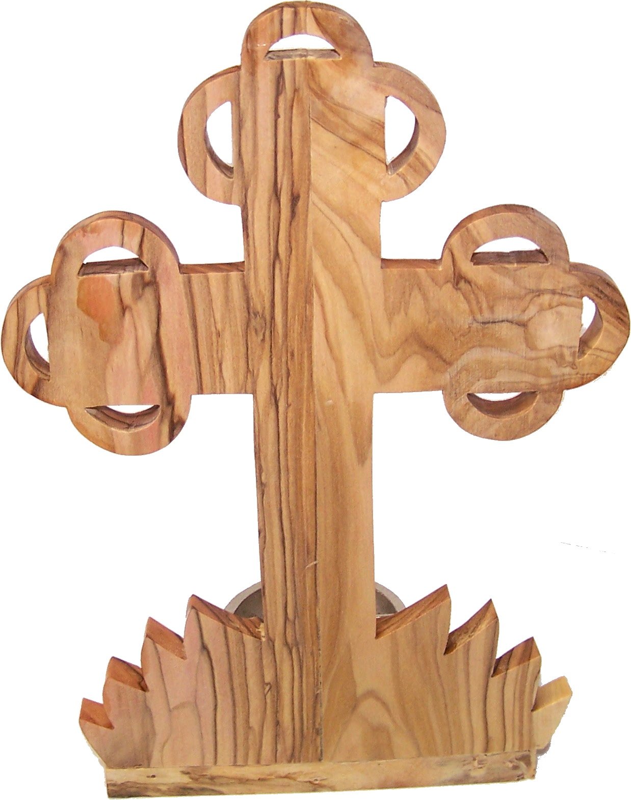  Table Olive Wood Cross/Crucifix with Holy Water Font - with Samples from The Holy Land (22 cm or 9 inches in Height)、mySite、elrpsem3k