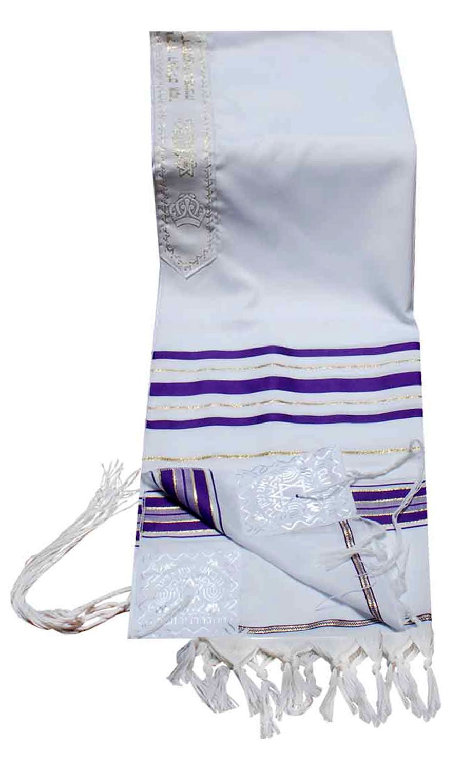 TALITNIA Acrylic Tallit (imitation Wool) Prayer Shawl - PURPLE & GOLD Stripes - 24L x 72W、mySite、topwebapps
