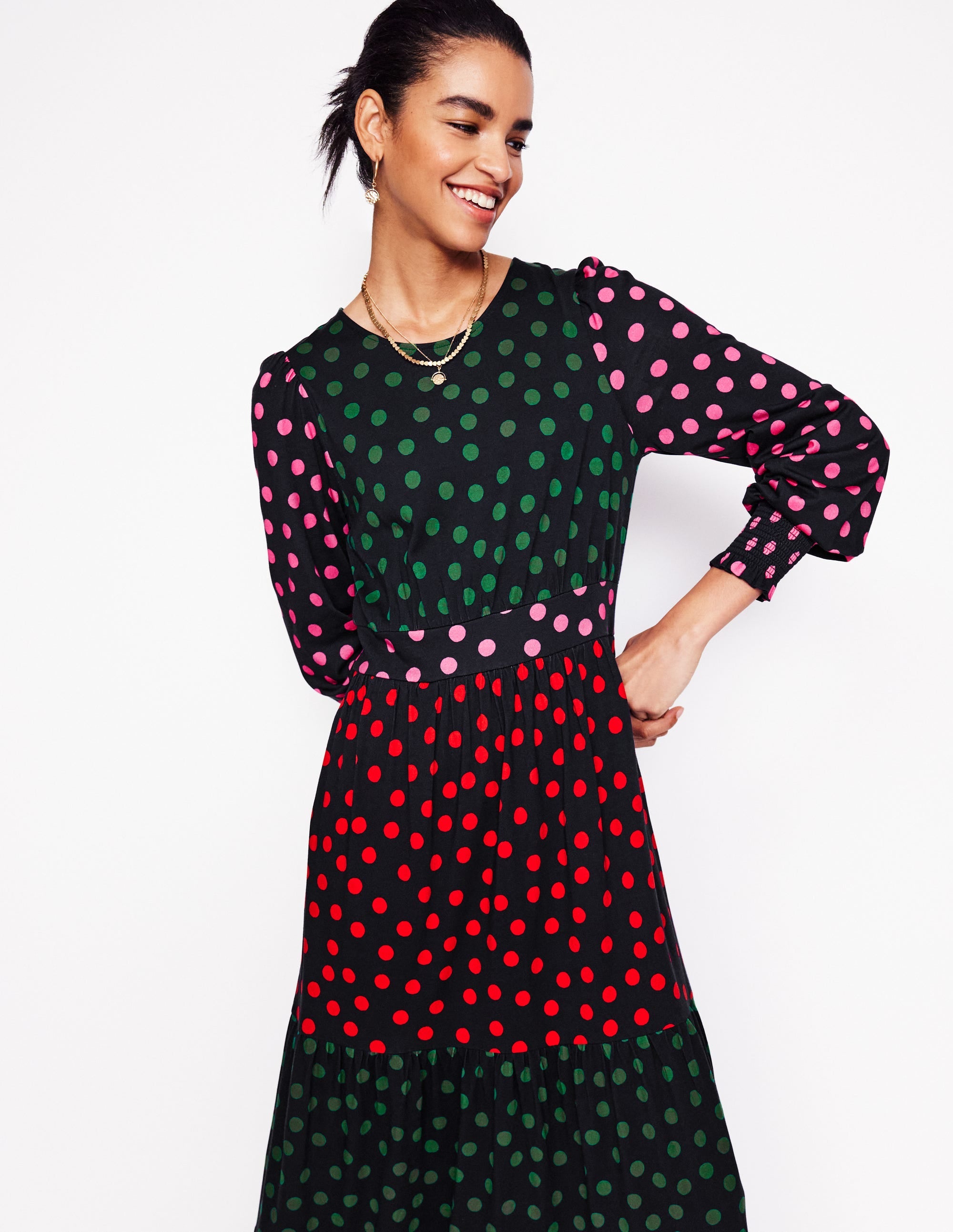  Tabitha Tiered Jersey Dress-Multi, Abstract Dot、mySite、ashleygrahame