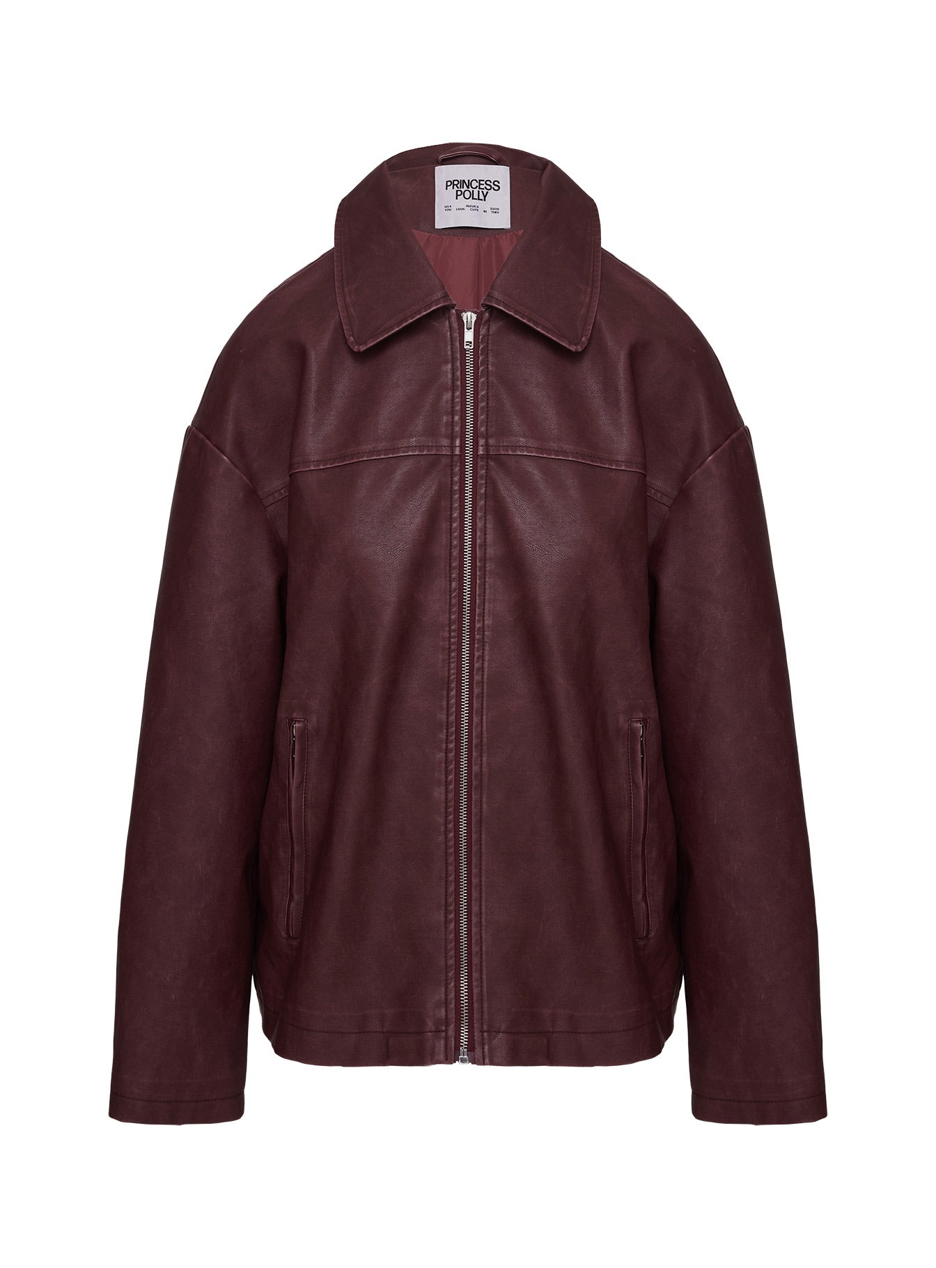 Napoleon Faux Leather Jacket Burgundy、mySite、solidvoid