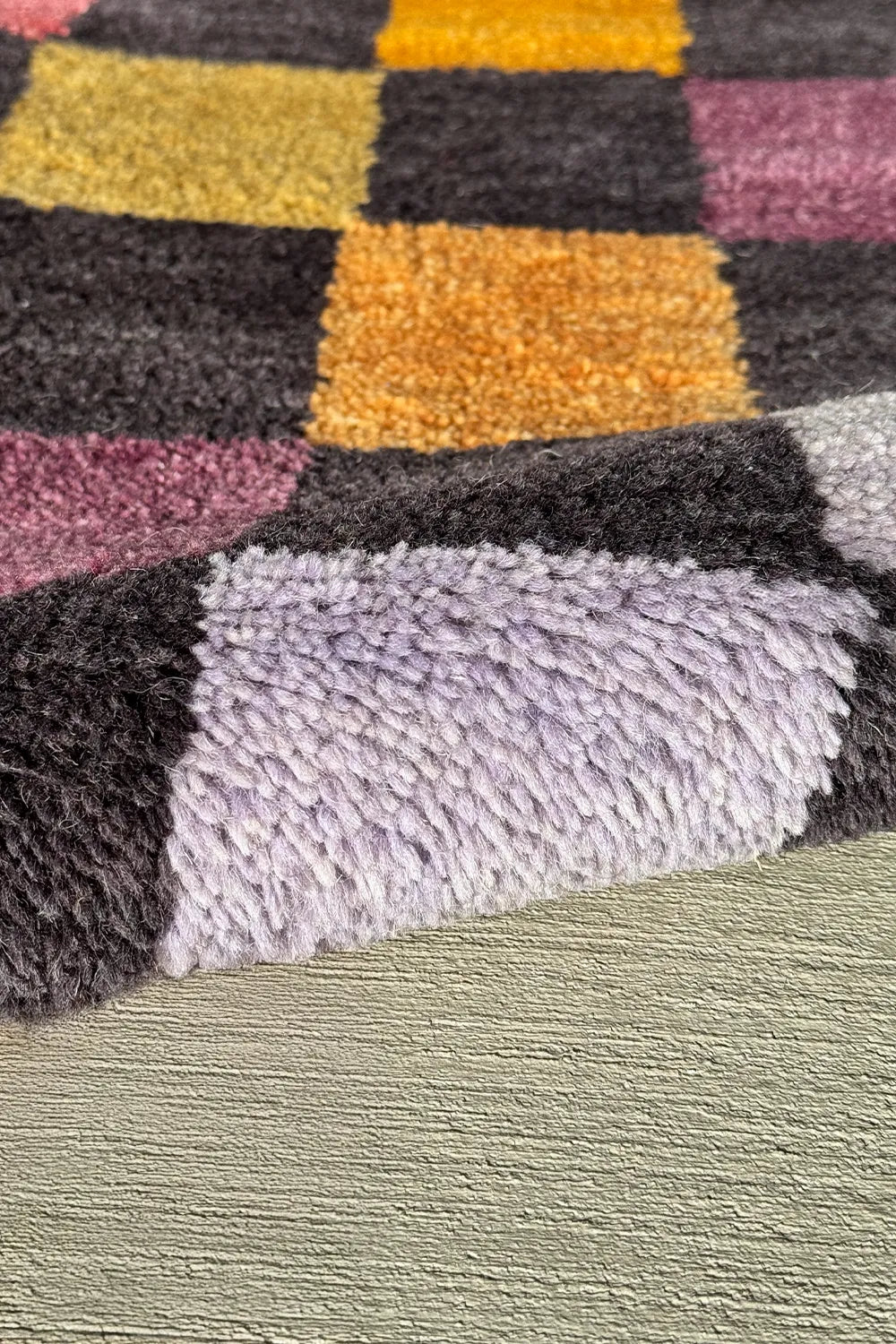 Colorful Checkered Hand Knotted Wool Runner Rug、mySite、gigharbornorthrealestate