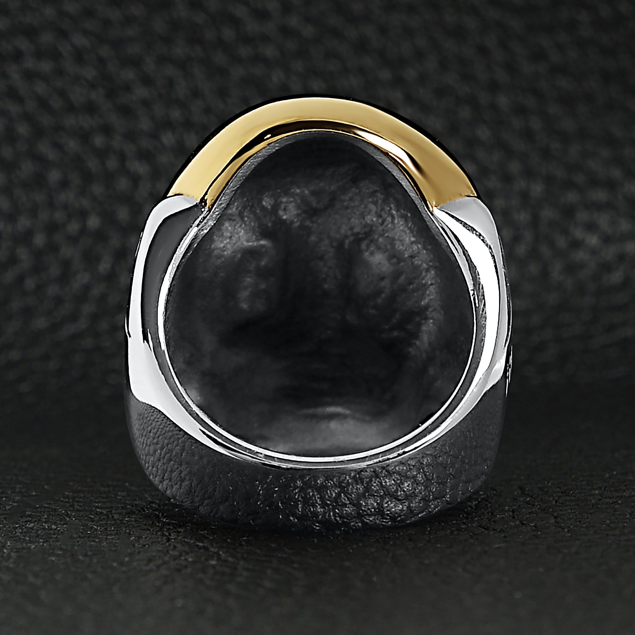 Stainless Steel And 18K Gold PVD Coated Skull Ring / SCR4102、mySite、dreamappss