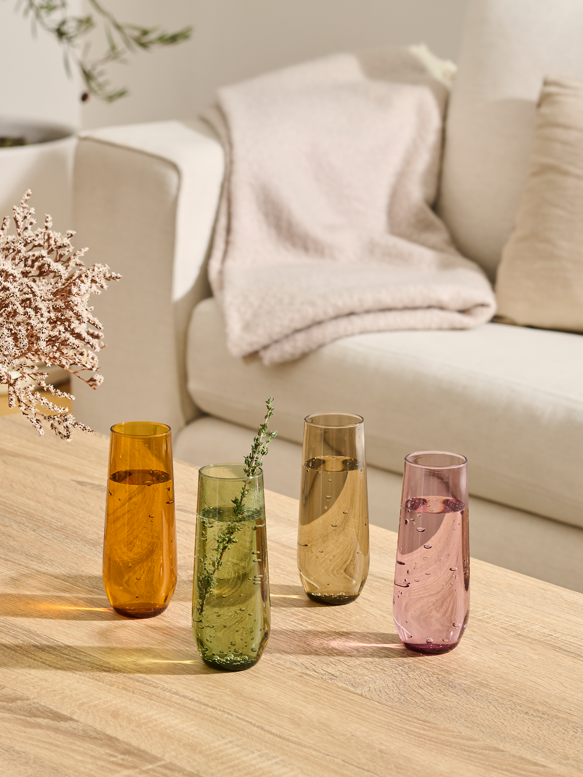 RESERVE 9oz Stemless Champagne Tritan Copolyester Glass - Mixed Color Set、mySite、camillekostekn