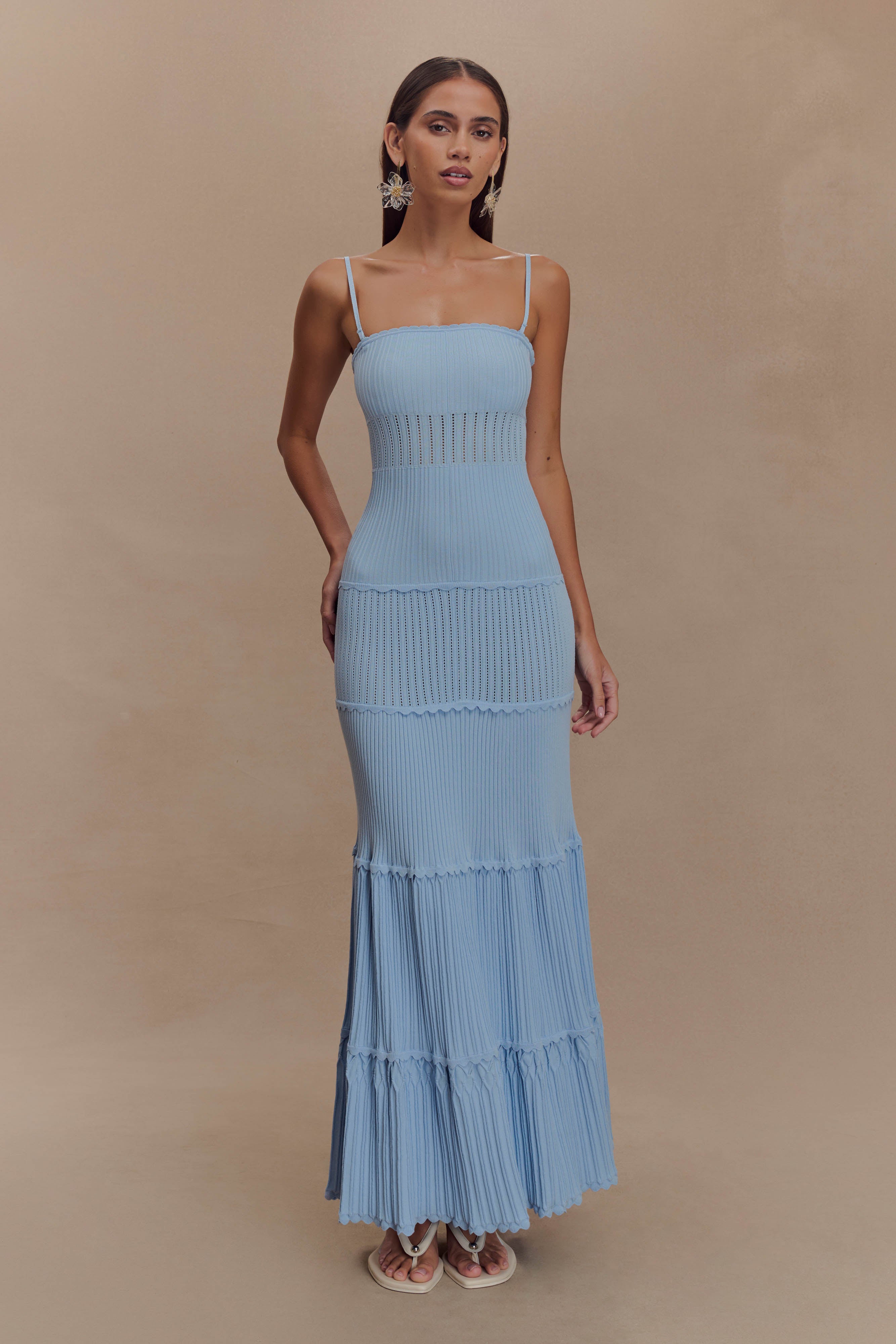 Finley Pointelle Knit Maxi Dress - Cornflower Blue、mySite、solidvoid