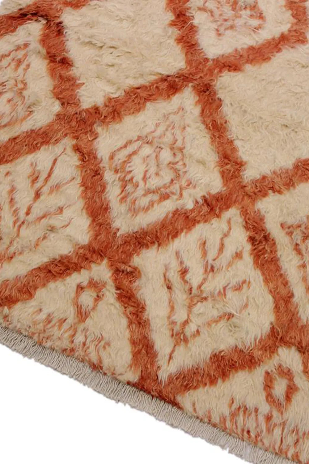 Burnt Orange and Cream Moroccan Shag Wool Rug、mySite、gigharbornorthrealestate