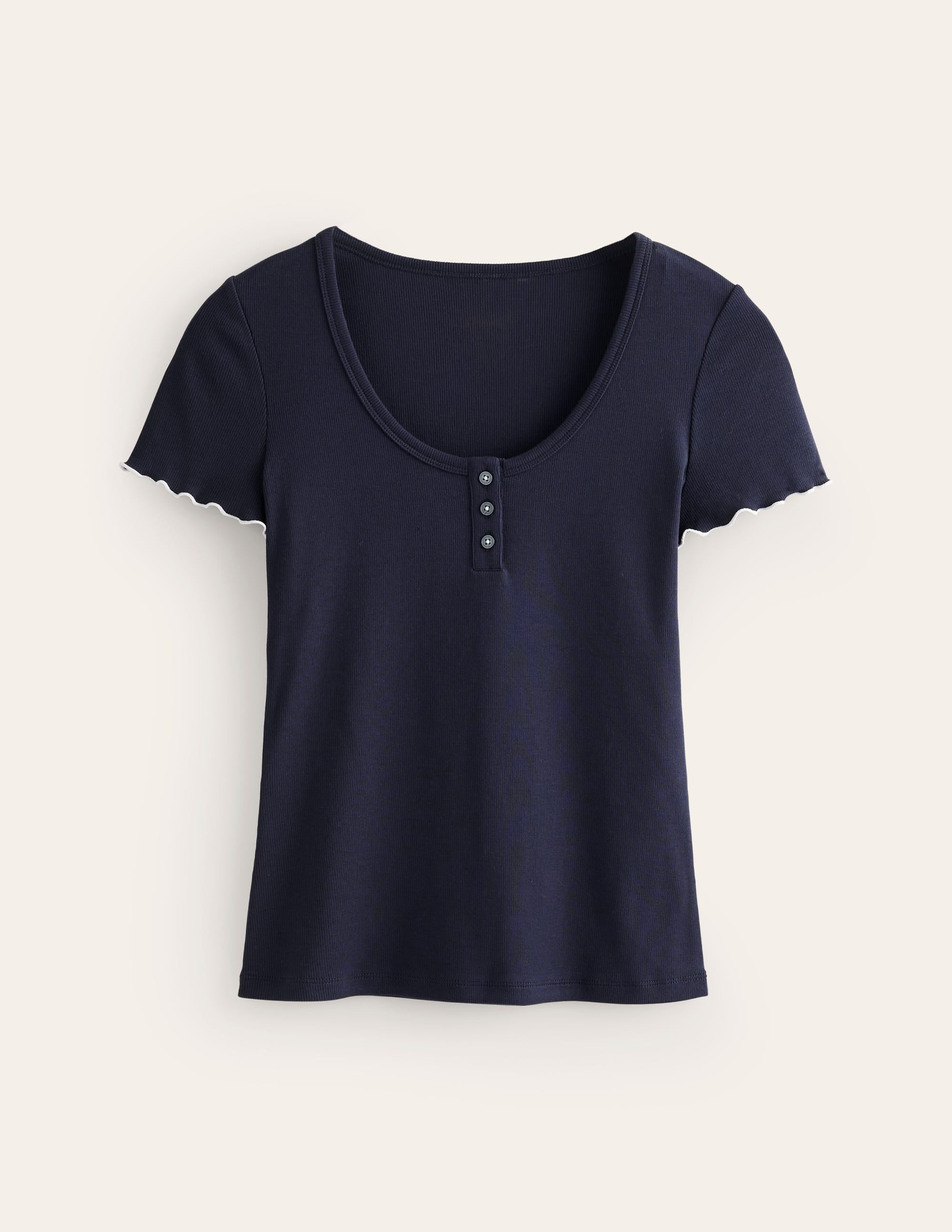  Lettuce Hem Scoop Neck PJ Top-Navy、mySite、ashleygrahame