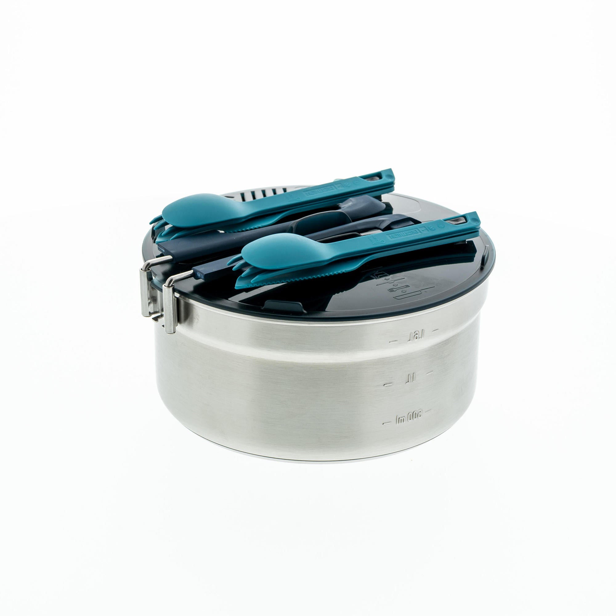 Quechua Non-Stick Stainless Steel 2-Person 14-Piece Camp Cookset 2.1 L