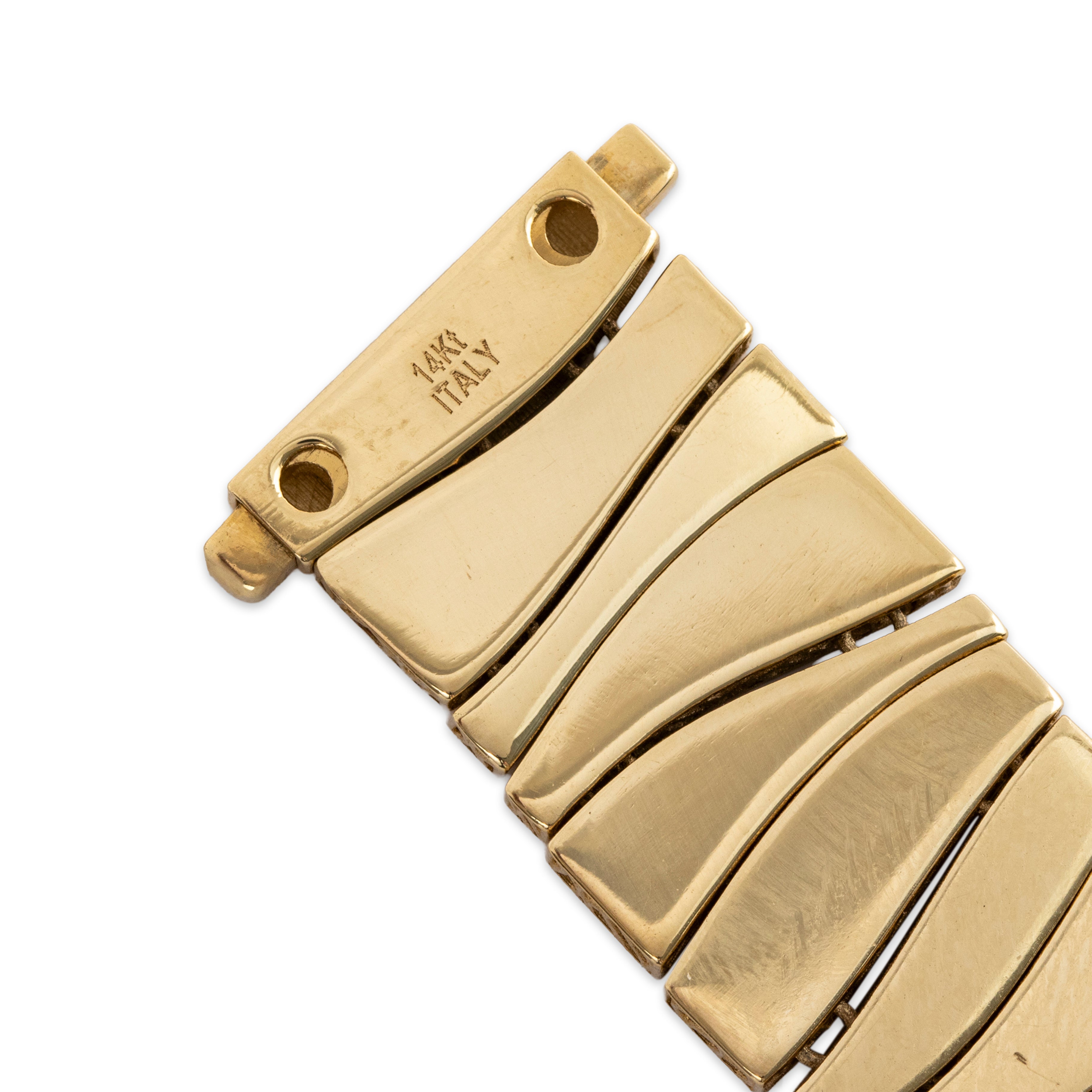 Chic Vintage Italian 14k Yellow Gold Onyx Modernist Zebra Bracelet 6.75、mySite、hinf8tx79