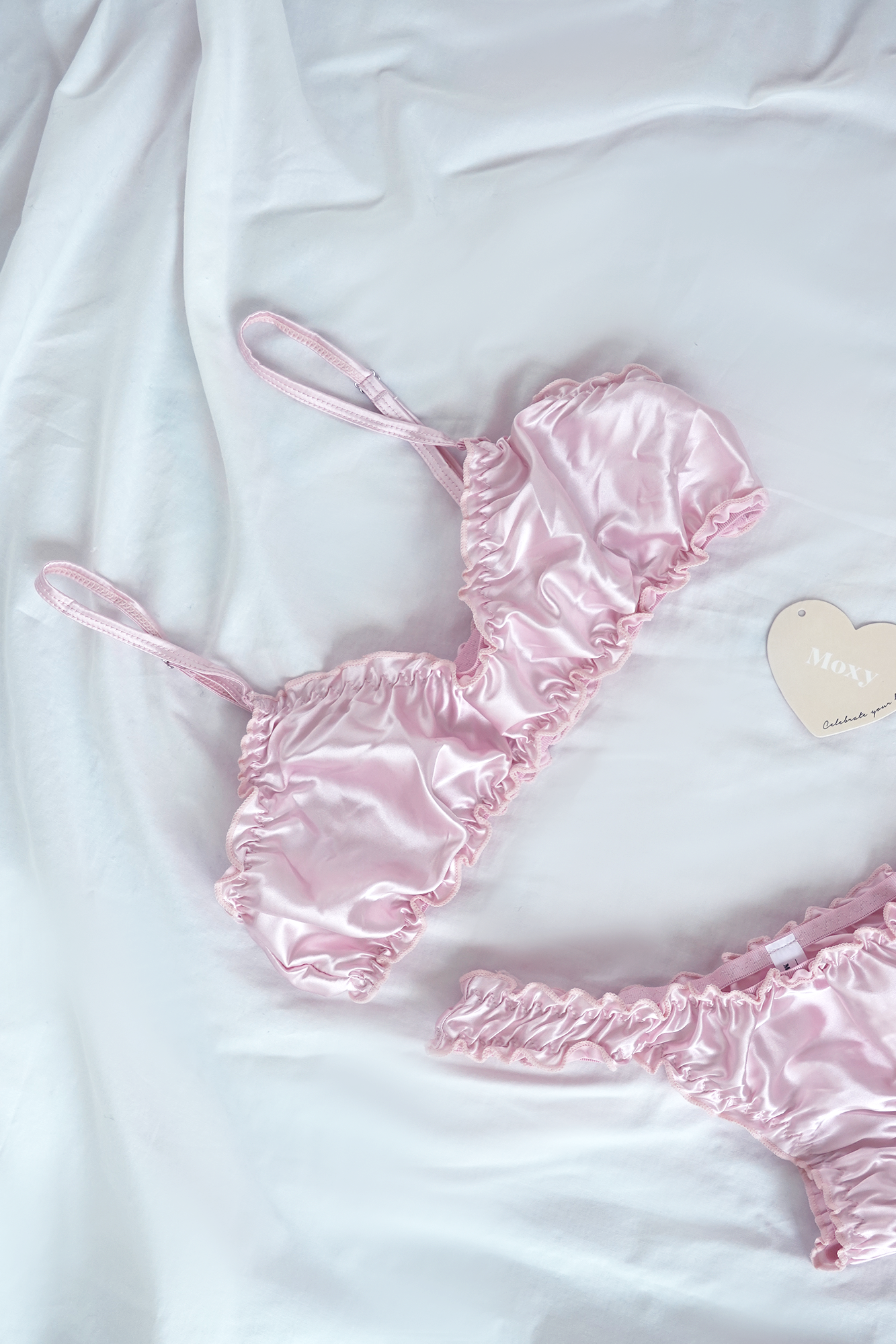 Pink Silk Ruffled Bralette Underwear Set、mySite、bengalsvssteelers