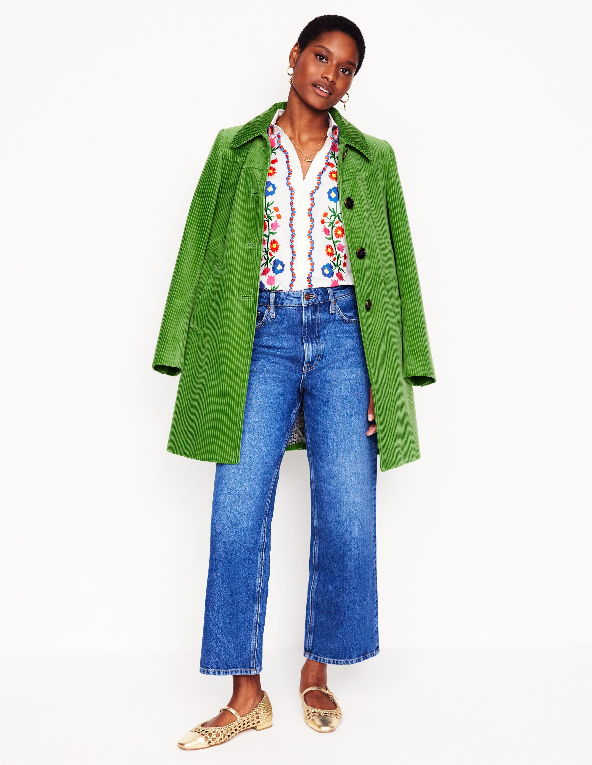  Embroidered Cotton Shirt-White, Floral Embroidery、mySite、ashleygrahame