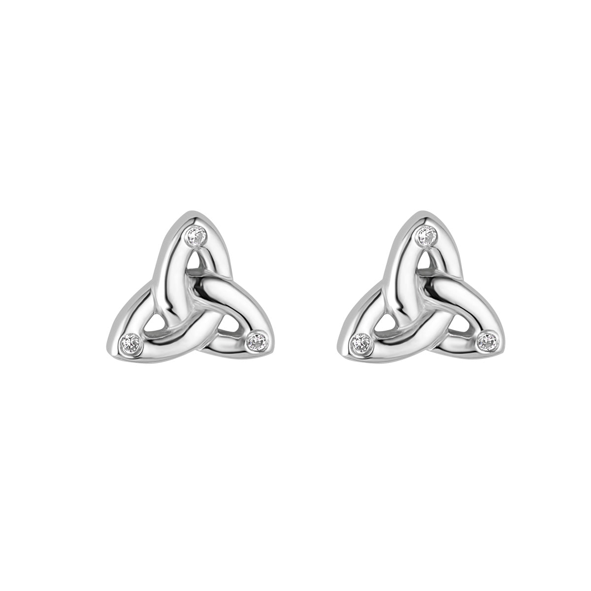  Flush Set Cz Trinity Knot Stud Earrings