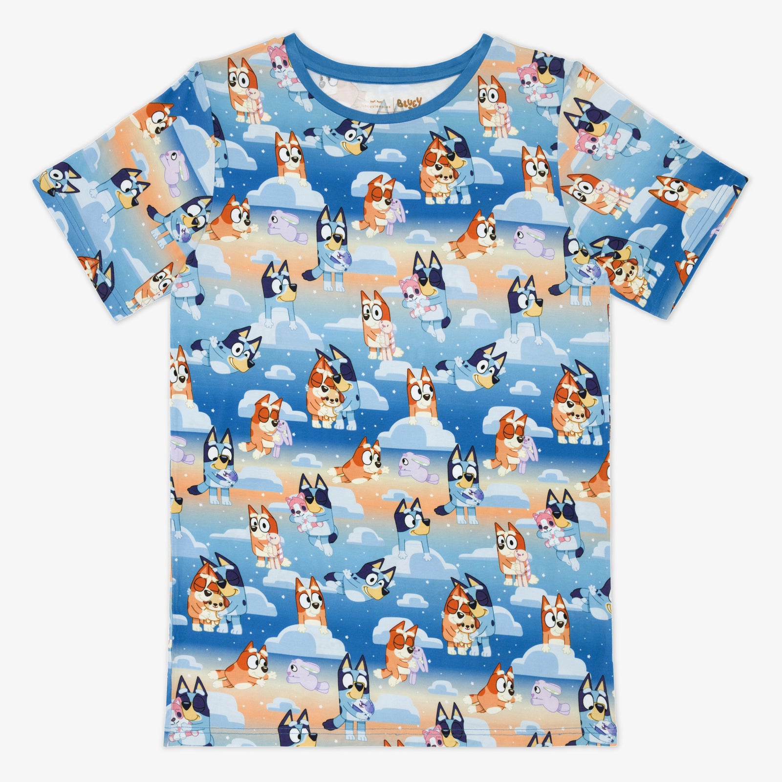 Bluey Blue Sleepytime Men's Short Sleeve Pajama Top、mySite、g9winljtr