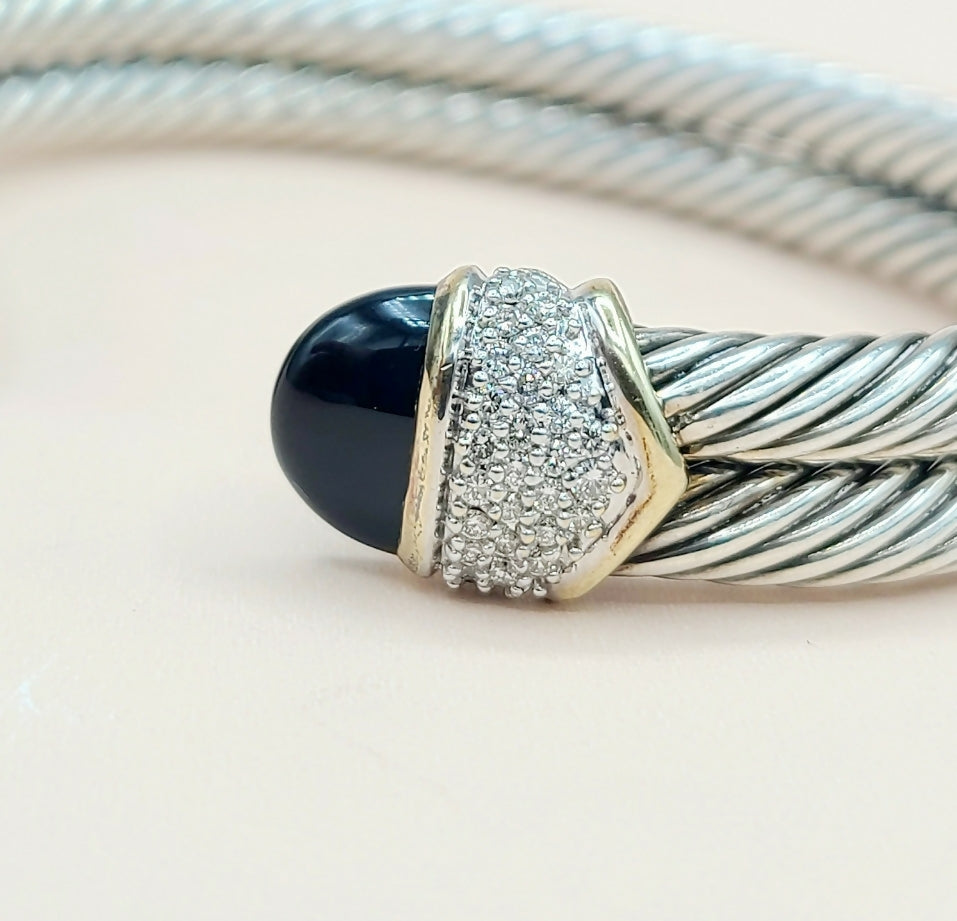 David Yurman Capri Double Cable Bracelet Gold & Diamonds、mySite、hinf8tx79