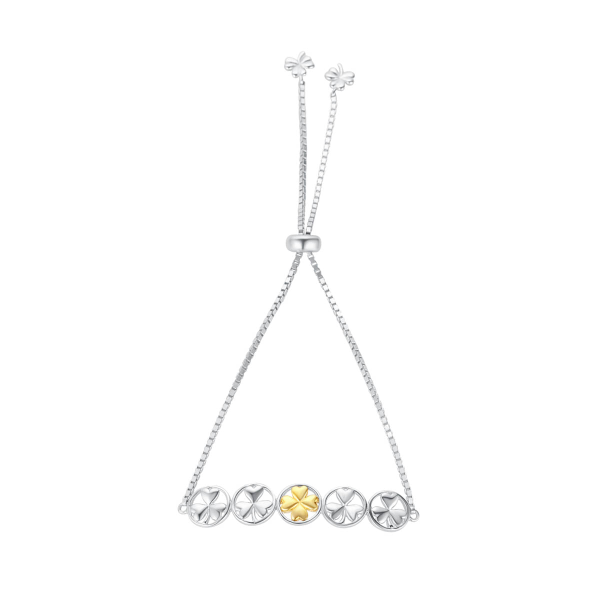  Sterling Silver Gold Plated Shamrock Slider Bracelet