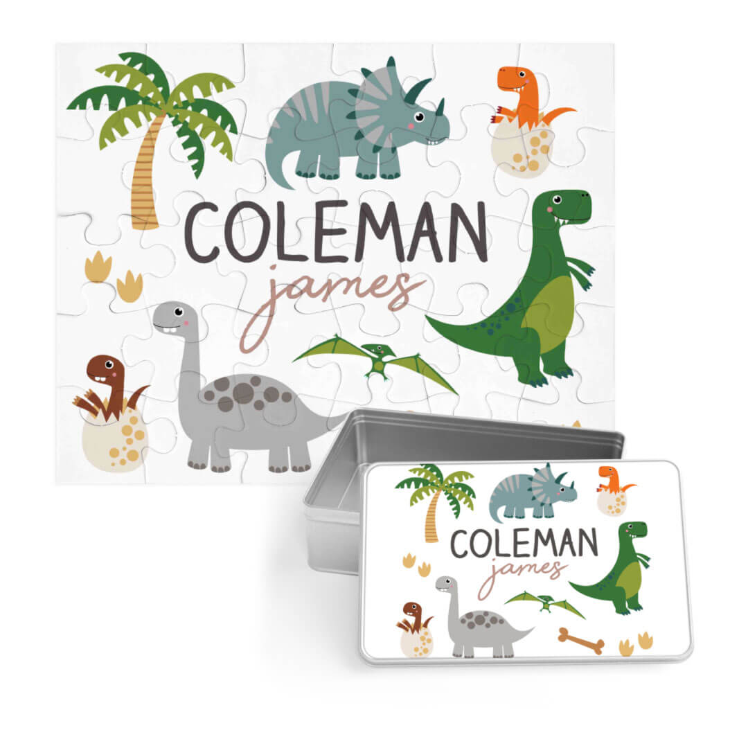  Kids Personalized 30 Piece Puzzle | Neutral Happy Dinos、mySite、layawaytickets