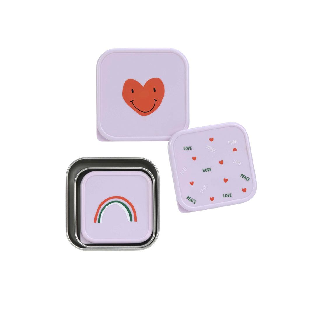  Lassig Stainless Steel Snackbox - Happy Rascals - 3 Pack - Lavender - Heart、mySite、merchandisen
