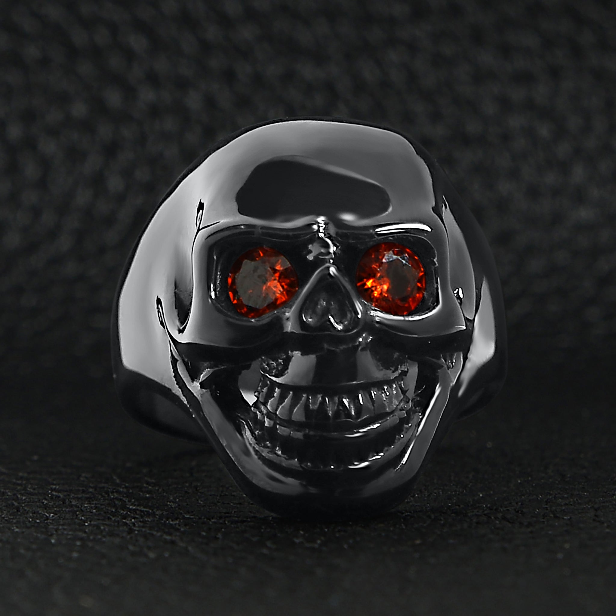 Stainless Steel Red CZ Eyed Black Skull Ring / SCR4065、mySite、dreamappss
