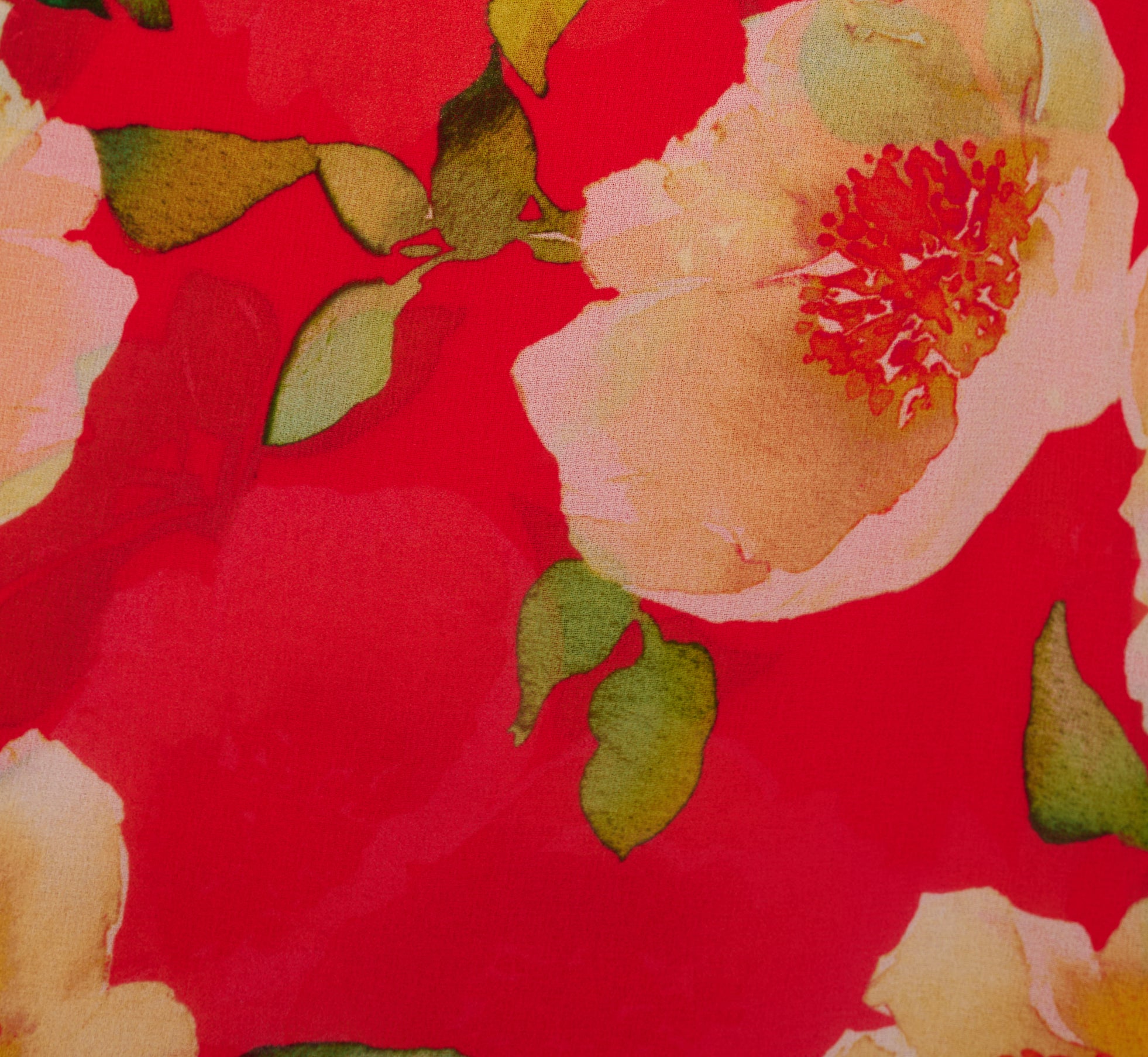 Printed Chiffon Mock Neck Ankle Dress In Coral Multi、mySite、solidvoid