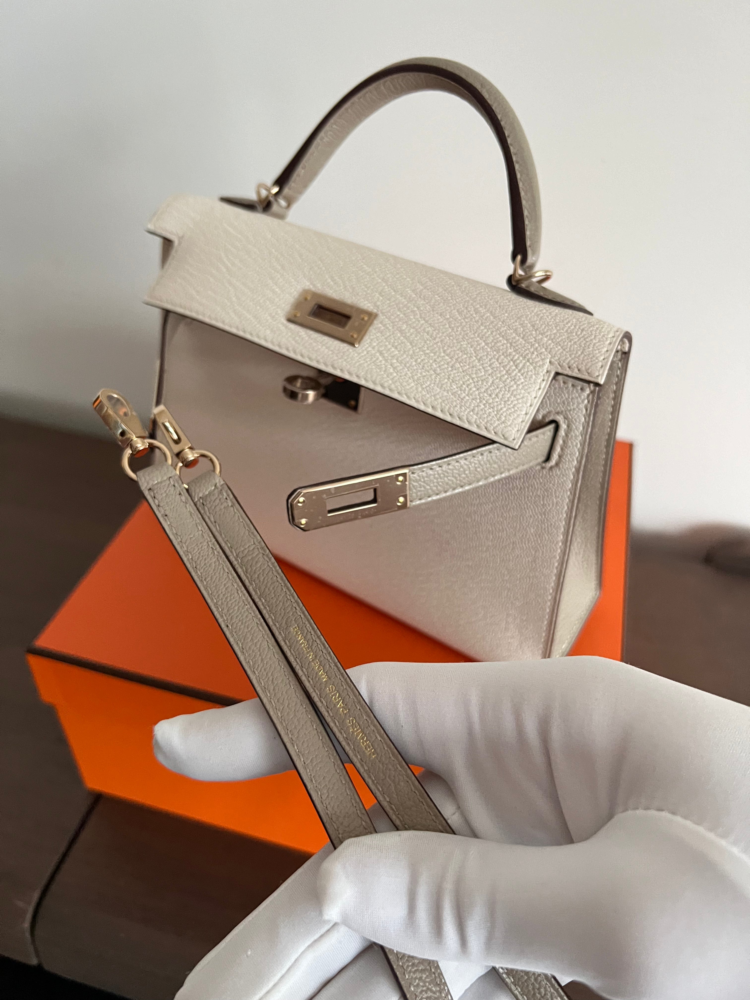 Hermès Mini Kelly 20 HSS Nata & Gris Tourterelle Chevre Mysore Permabrass、mySite、garminoutage.com