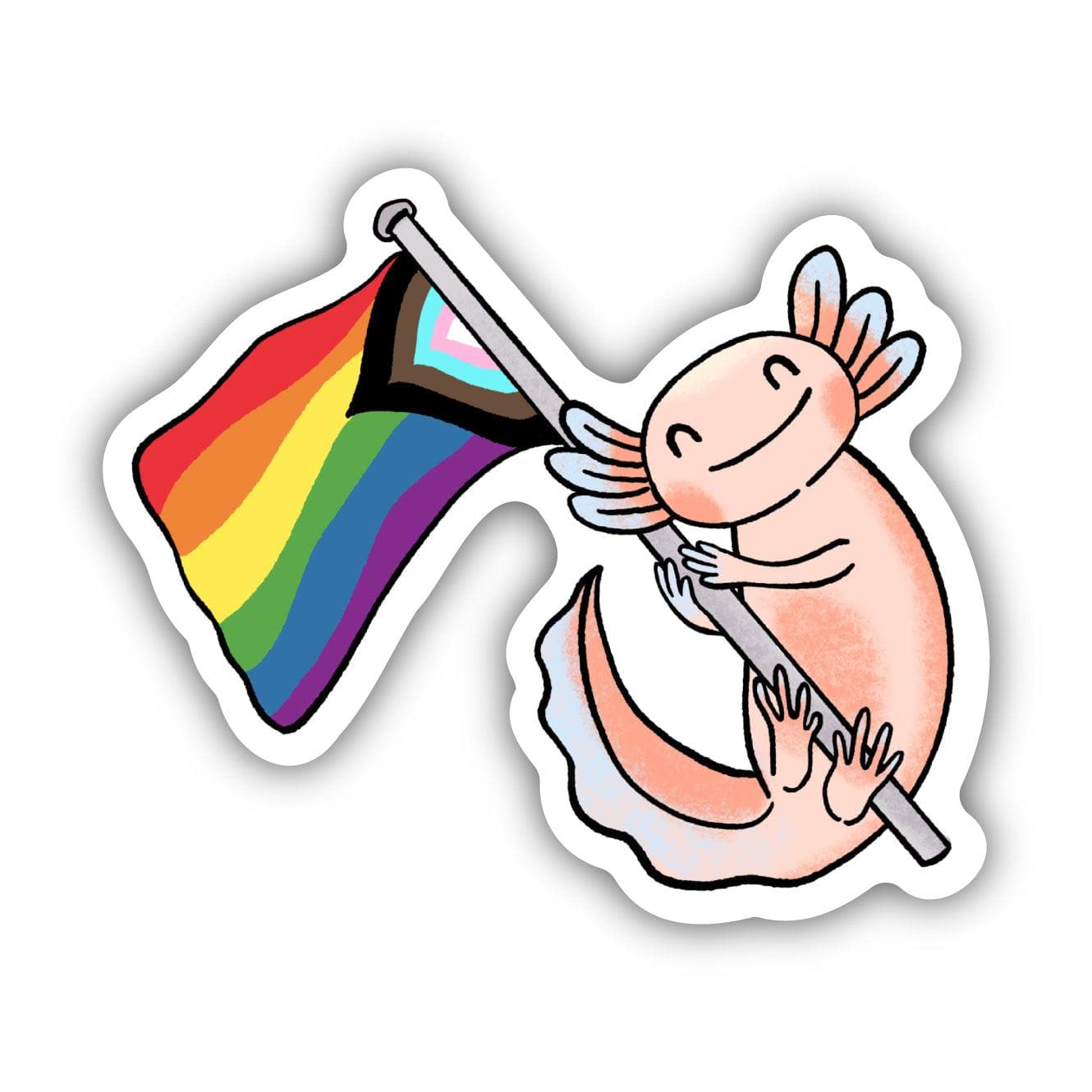  Axolotl With Progress Pride Flag Sticker、mySite、ghnorth
