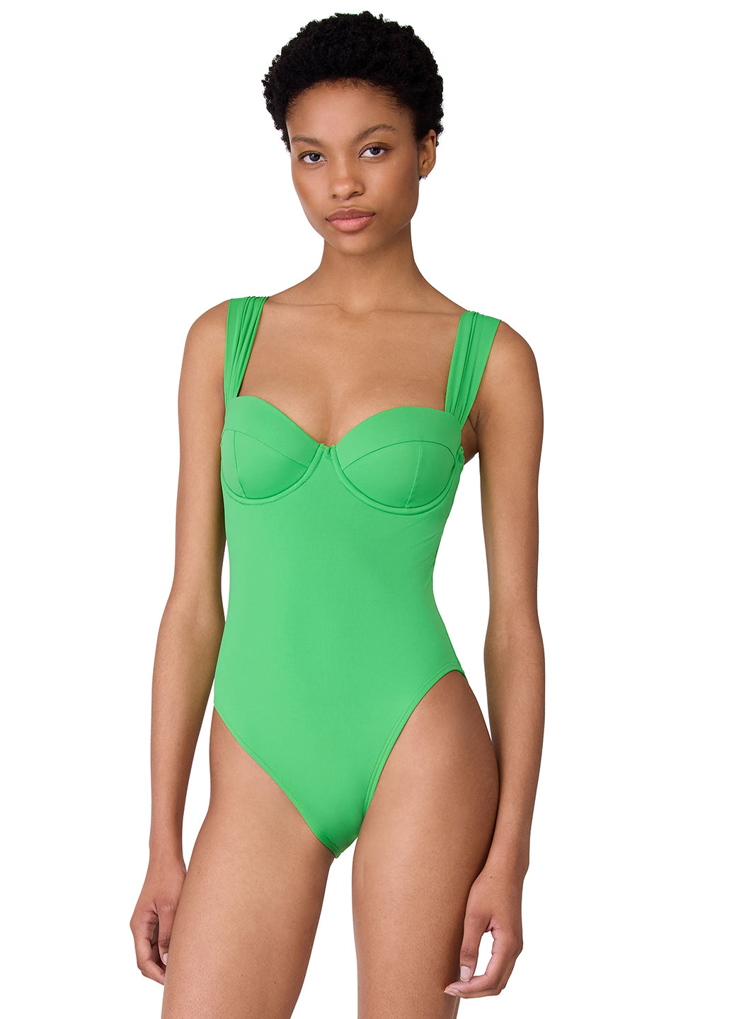 Kate Spade Women's Solid Shirred One Piece Swimsuit、mySite、noshort