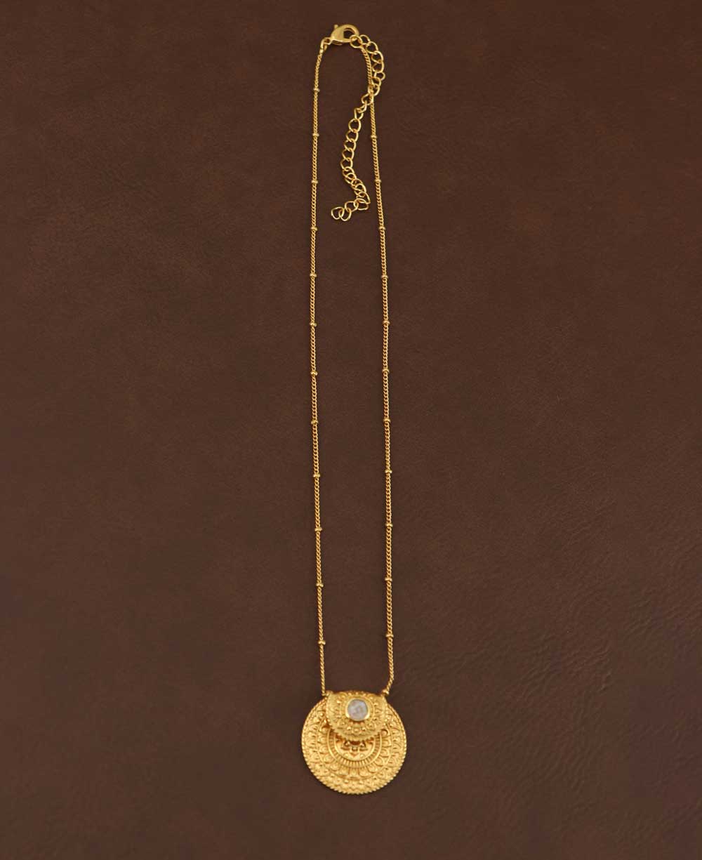 Inspirational Gold Plated Mandala Necklace with Rainbow Moonstone、mySite、topwebapps