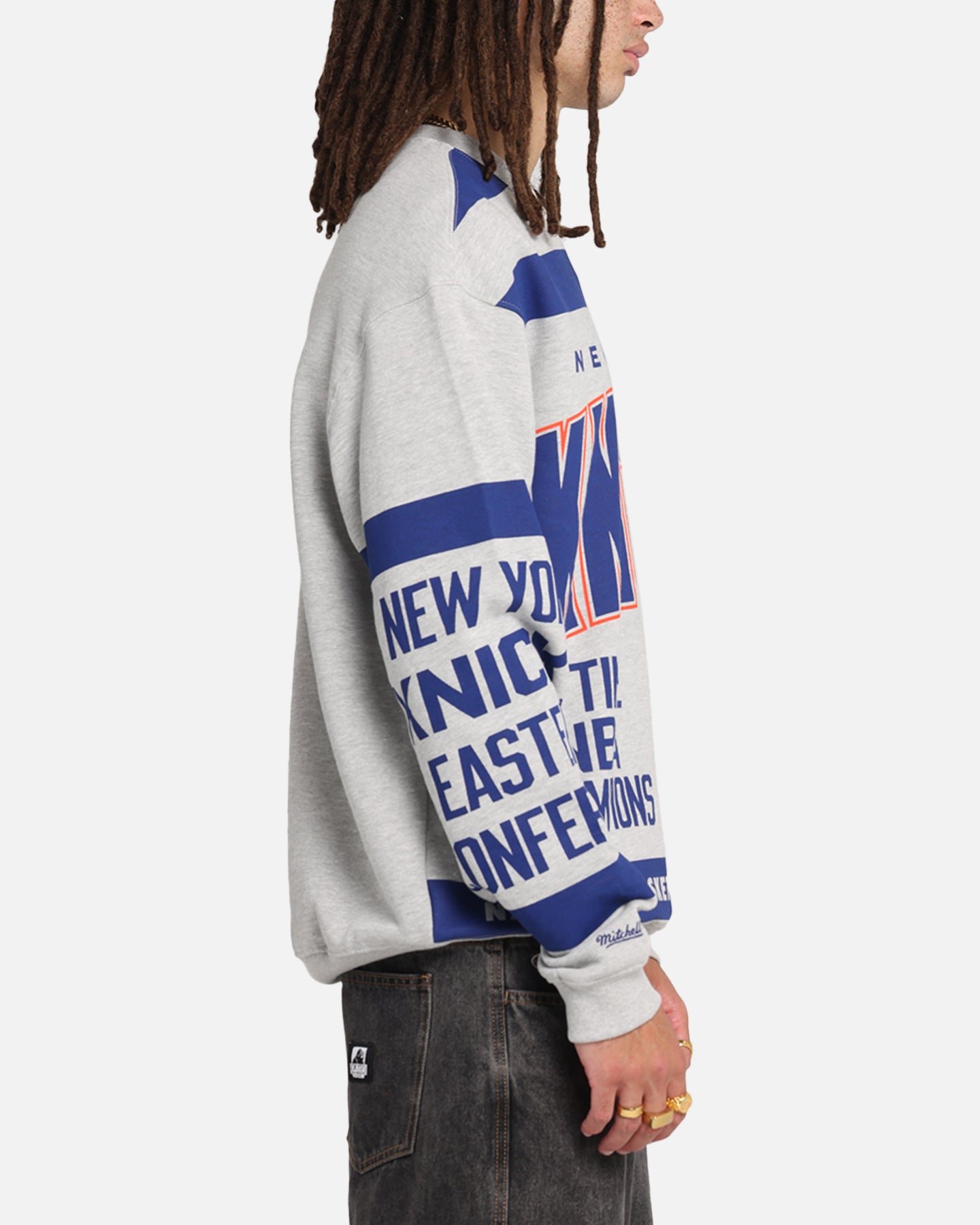 Mitchell & Ness New York Knicks Letterform Crewneck Grey Marle/Official Team Color、mySite、zt4zffjzw