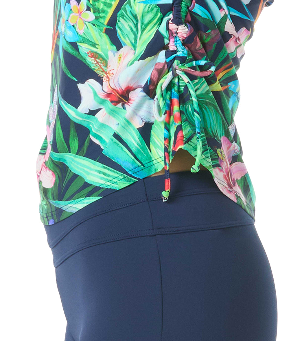 Beach House Women's Tropic Paradise Advance Long Sleeve Side Shirring Rash Guard、mySite、noshort