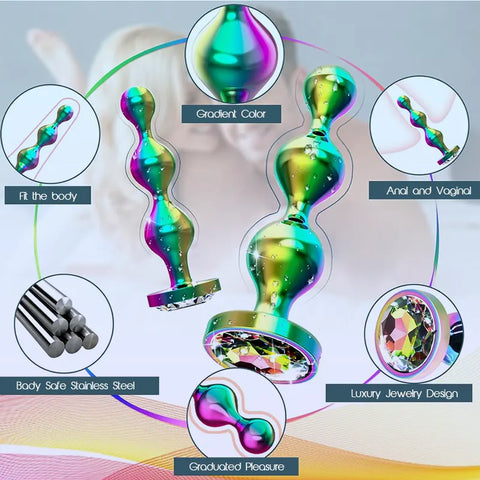 Metal Beaded Anal Plug Set
