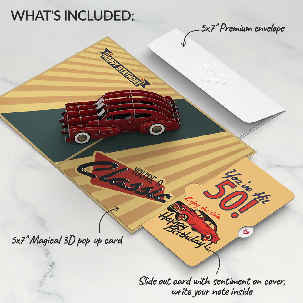 Classic Car 50th Birthday Pop-Up Card and Sentiment Set、mySite、solidvoid