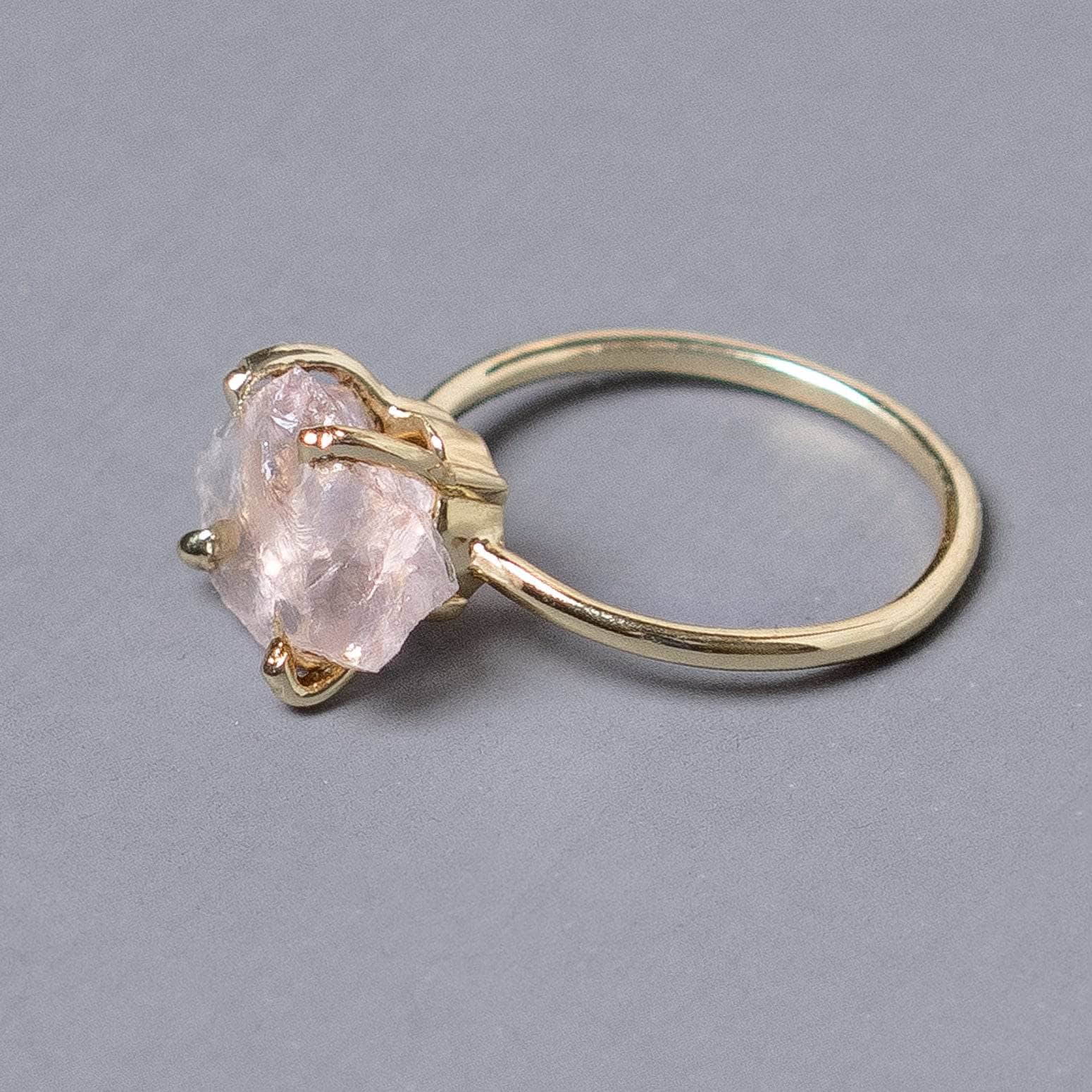 Rose Quartz Raw Freeform Gold or Silver Ring、mySite、hinf8tx79
