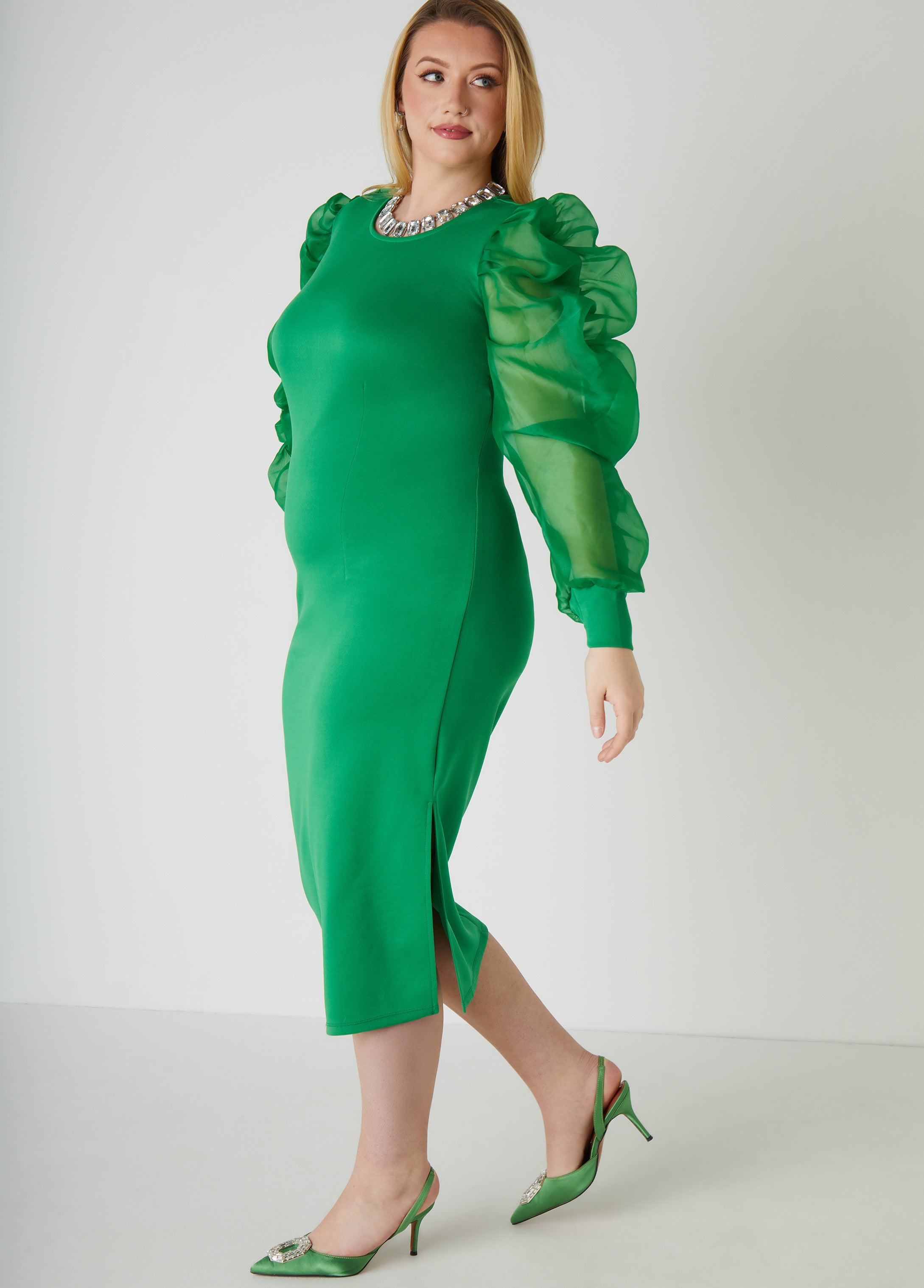 Puff Organza Sleeved Bodycon Dress、mySite、bengalsvssteelers