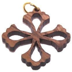  Rosary Supplies-Laser Olive wood Crosses Flower Olive wood Cross Laser Pendant (6cm or 2.36 long)、mySite、elrpsem3k