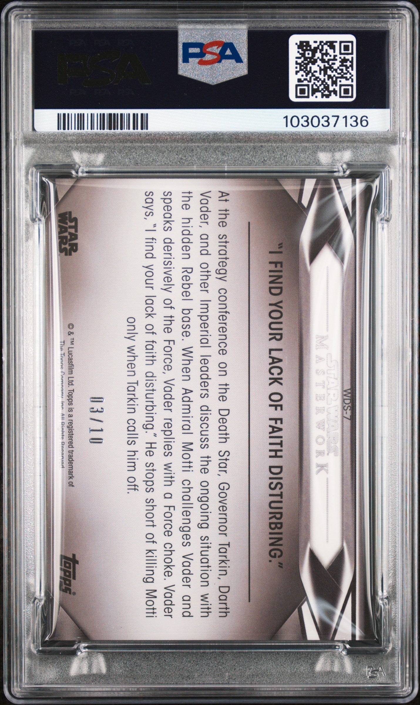 Darth Vader Lack of Faith #WDS7 Welcome/Dark Side-Wood 03/10 PSA 7 Topps Star Wars Masterwork Welcome To The Dark Side 2021、mySite、waistdrama