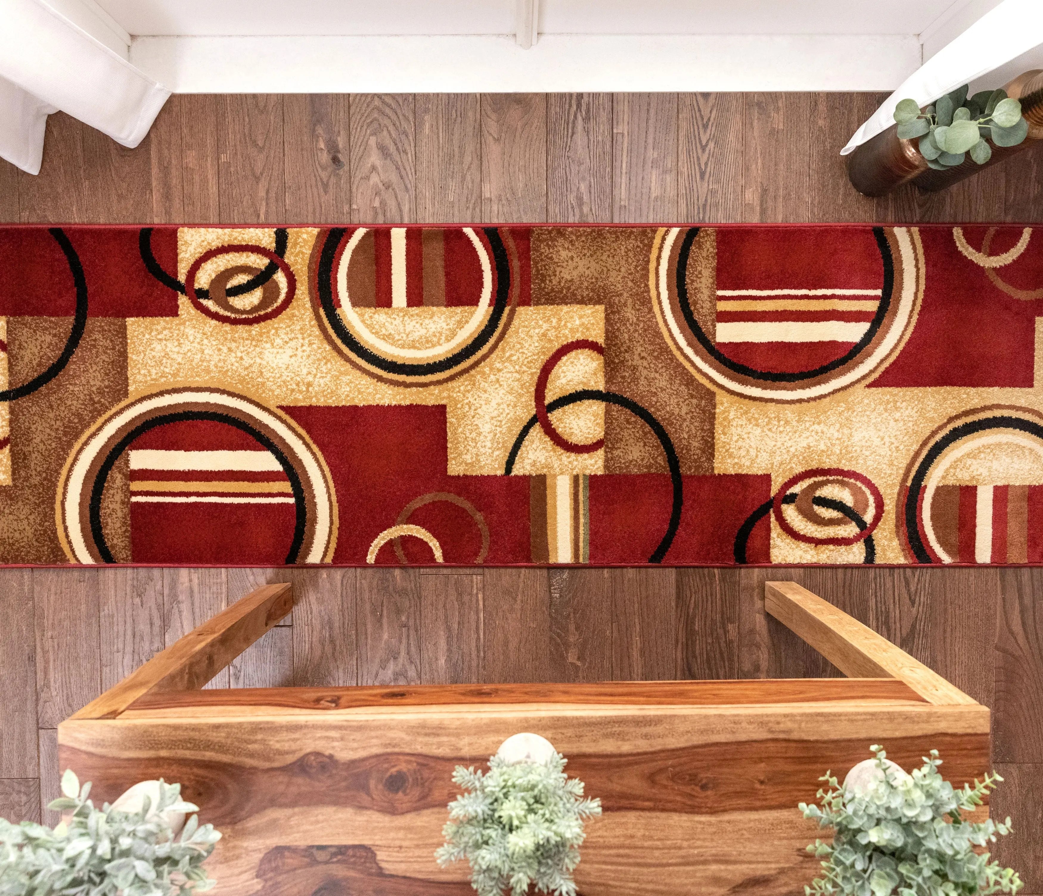 Arcs & Shapes Custom Size Runner Modern Red 27 Inch Wide x Choose Your Length Hallway Runner Rug、mySite、gigharbornorthrealestate